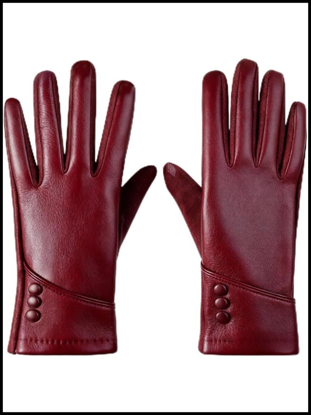 PU Leather & Suede Winter Gloves Touch Screen Wool Lined Driving